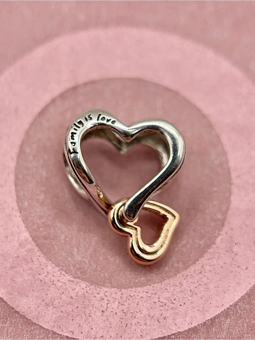 Pandora Entwined Infinite Hearts Family Is Love Rose Gold Two Tone Charm